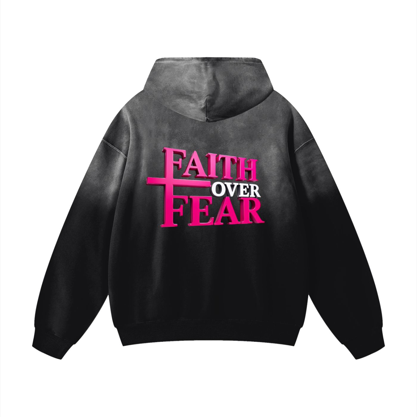 “Faith Over Fear” Heavyweight Sunfade Oversized Hoodie