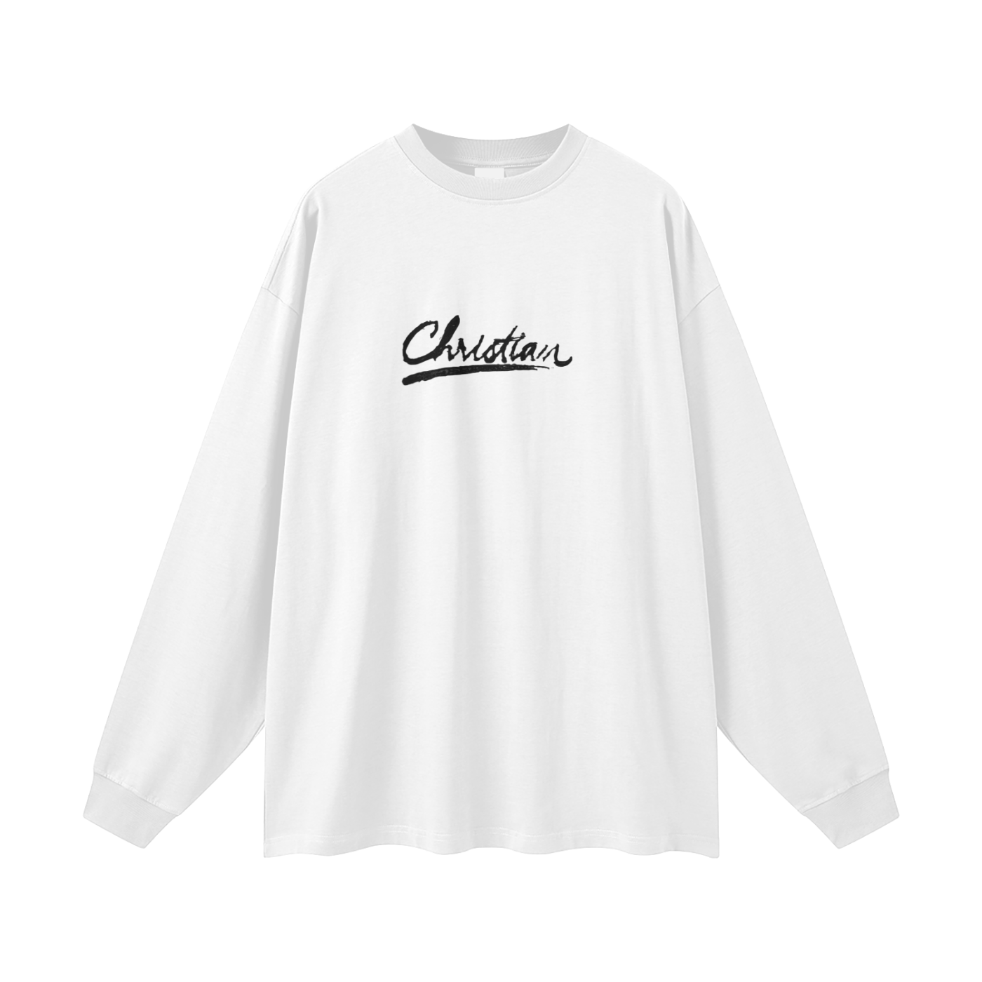 “Christian Cursive” Unisex 100% Cotton Long Sleeve Tee