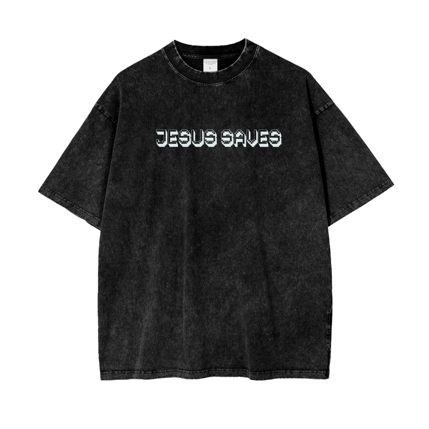 “Jesus Saves” Oversize Snow Washed T-Shirt